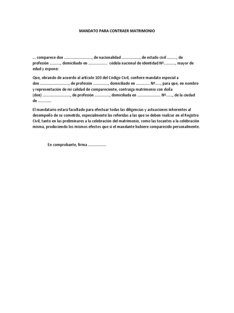 Mandato para Contraer Matrimonio | PDF