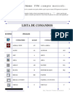 Lista de Comandos para Autocad