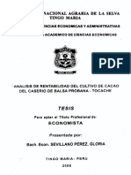 Analisis de Rentabilidad Del Cultivo de Cacao