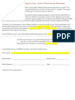 Example Parental Notification/Opt-out Form - School Climate Survey: Elementary