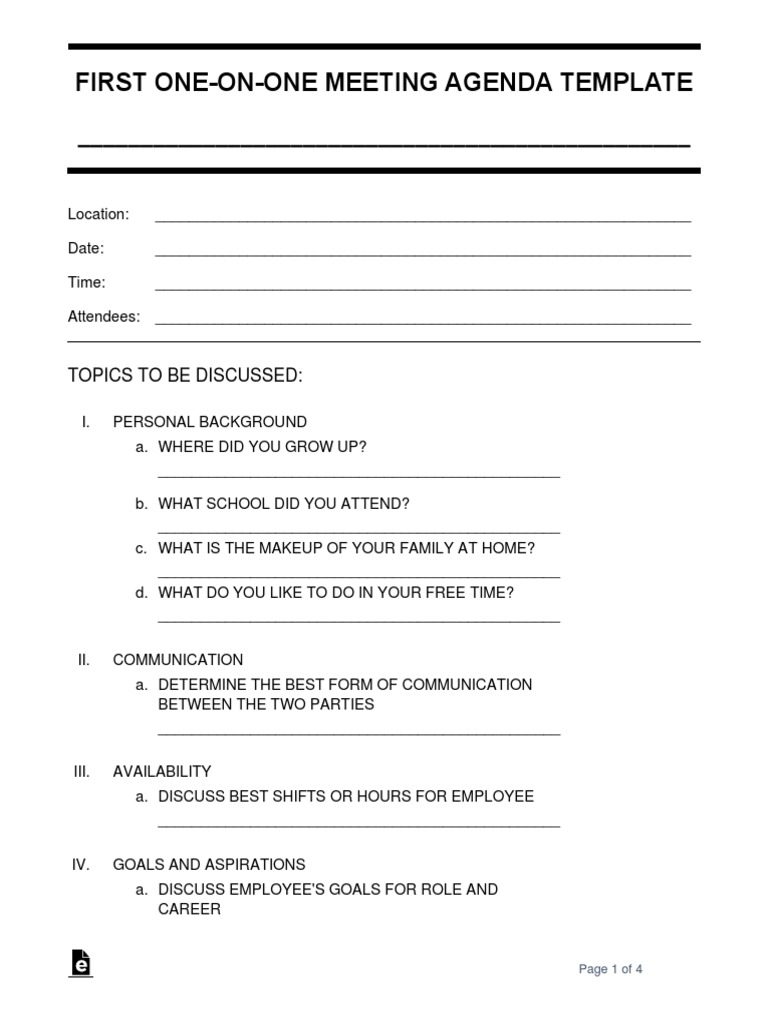 One On One Meeting Agenda Templates | PDF | Cognition | Communication