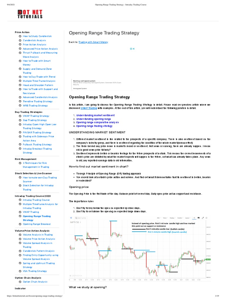 Opening Range Trading Strategy - Intraday Trading Course | PDF | Market ...