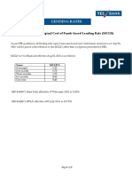 YES BANK MCLR and EBLR Rates - Aug 2021