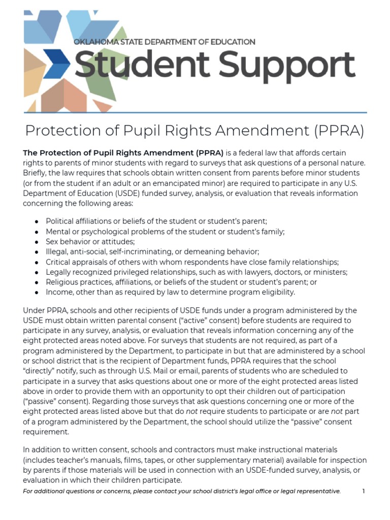 Protection of Pupil Rights Amendment (PPRA) Guidance For Schools ...