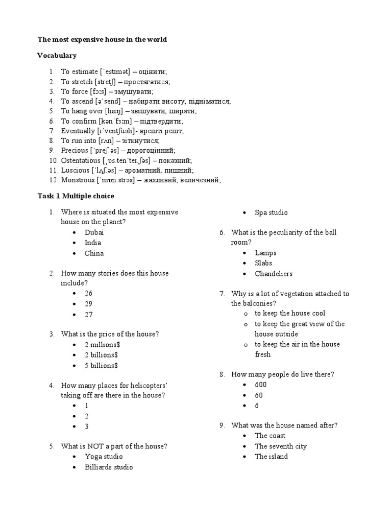 The Most Expensive House in The World PDF