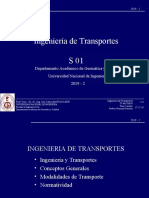 Ingeniería de Transportes S01: Departamento Académico de Geomática y Vialidad Universidad Nacional de Ingeniería 2019 - 2