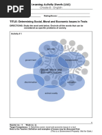 Learning Activity Sheets (LAS) : TITLE: Determining Social, Moral and Economic Issues in Texts