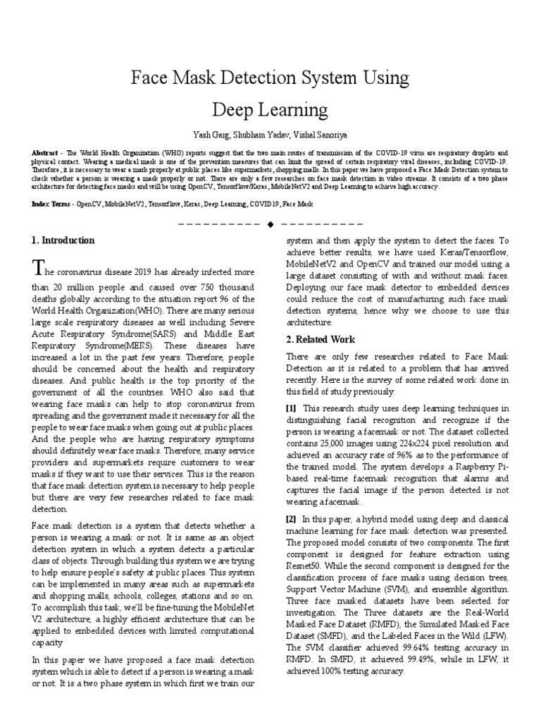 Face Mask Detection System Overview | PDF | Deep Learning | Machine ...