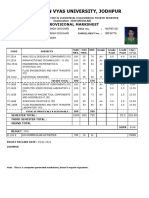 Jai Narain Vyas University B.E. Production Engineering Marksheet