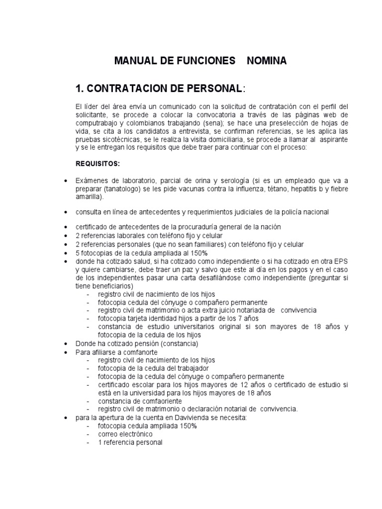 Proceso Completo de Contratación y Nómina | PDF | Contabilidad | Salario