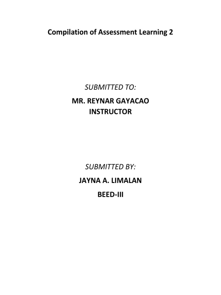 Compilation of Assessment Learning 2 | PDF