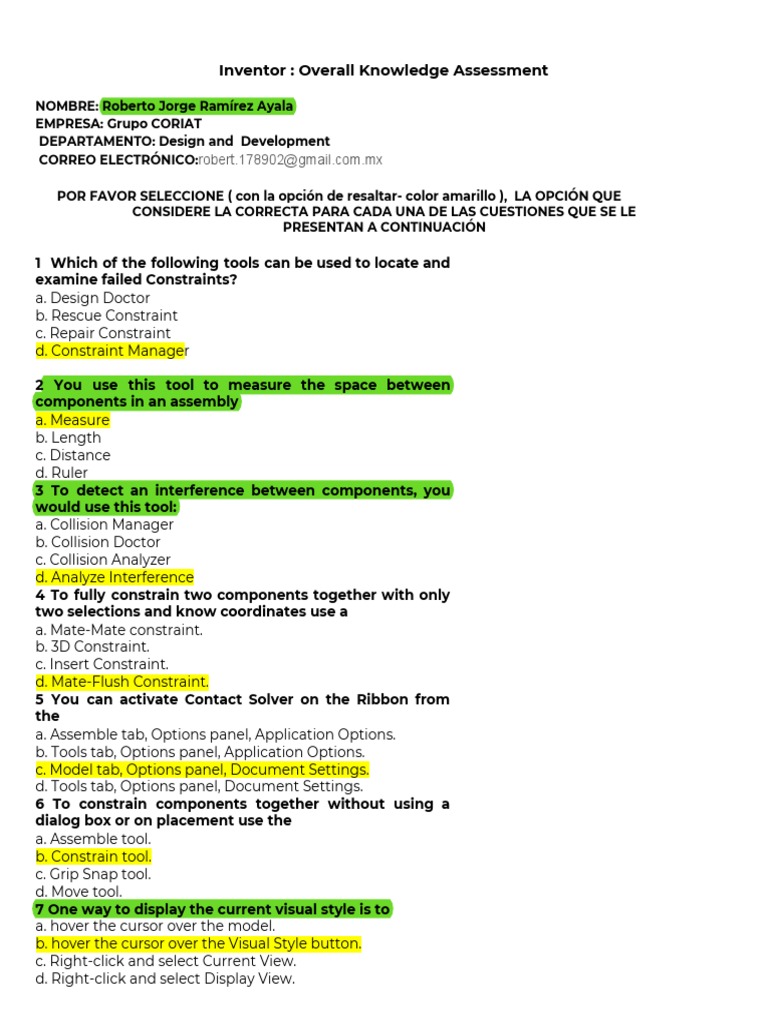 1595 Inventor - Overall Knowledge AssessmentREV | PDF | Scope (Computer ...