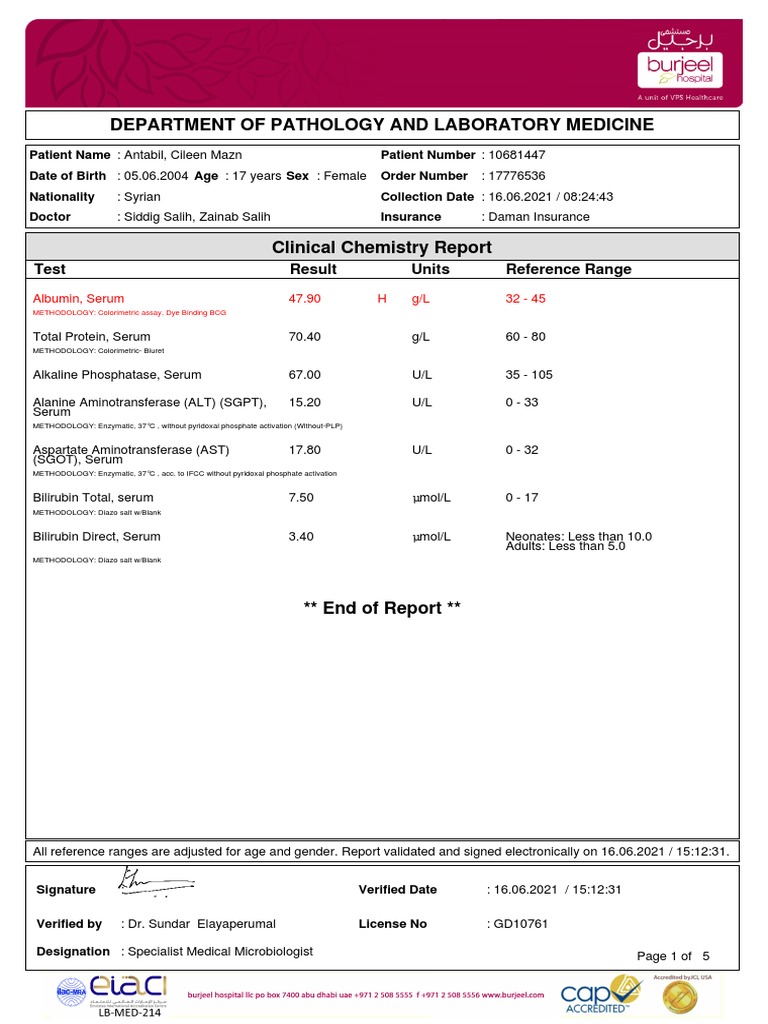 Department of Pathology and Laboratory Medicine: Test Result Units ...