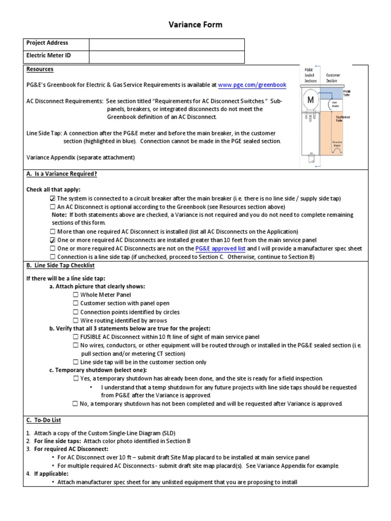 PG&E Variance Request Form | PDF | Alternating Current | Pacific Gas ...