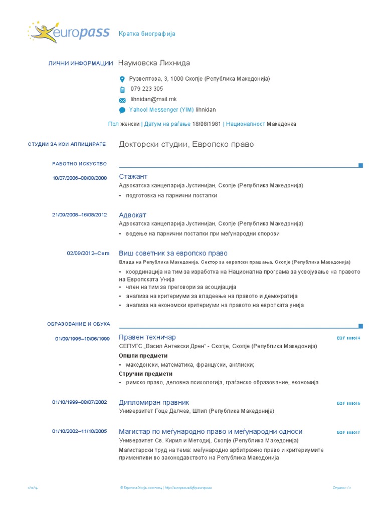 cv пример 1 | PDF