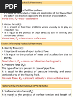 Factors Influencing Hydraulic Phenomena: Inertia Force, Mass Acceleration