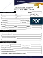 Formulario de Inscripcion LICENCIATURA MINISTERIO CRISTIANO