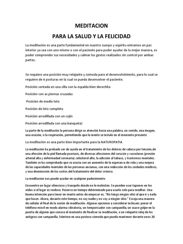 Meditación para Salud y Bienestar | PDF | Meditación | Medicina CLINICA