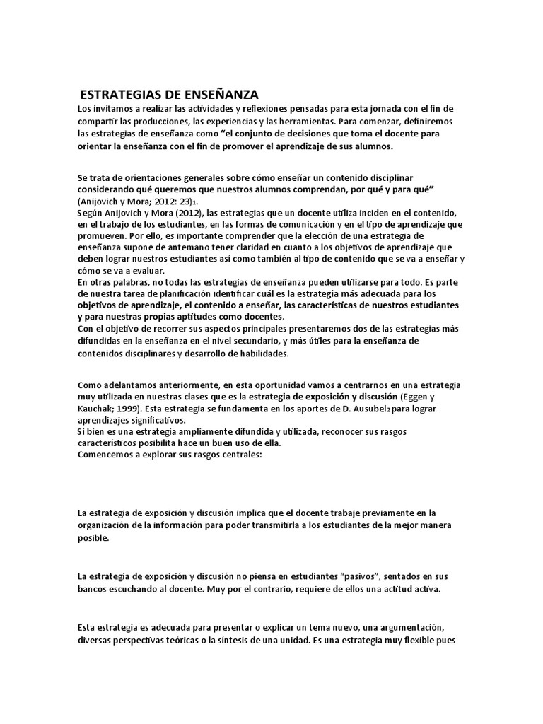 Estrategias de Enseñanza | PDF | Aprendizaje | Maestros