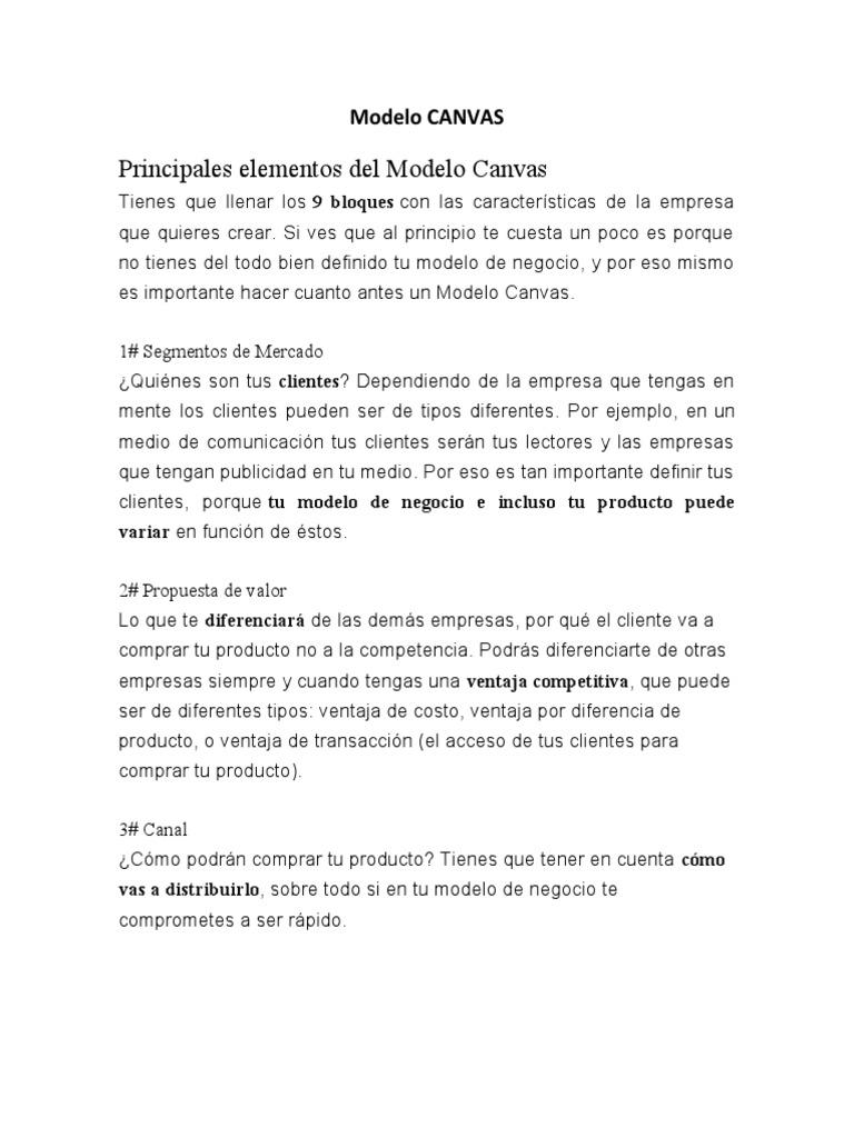 Modelo CANVAS | PDF | Cliente | Modelo de negocio