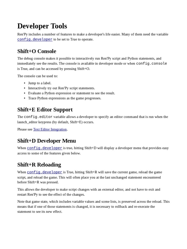 Developer Tools in Ren'Py - Features for Testing, Debugging and ...