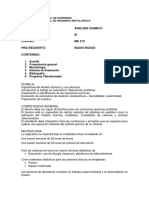 Asignatura: Analisis Quimico Ciclo: III Codigo: ME 212 Pre-Requisito: BQU01/BQU22 Contenido