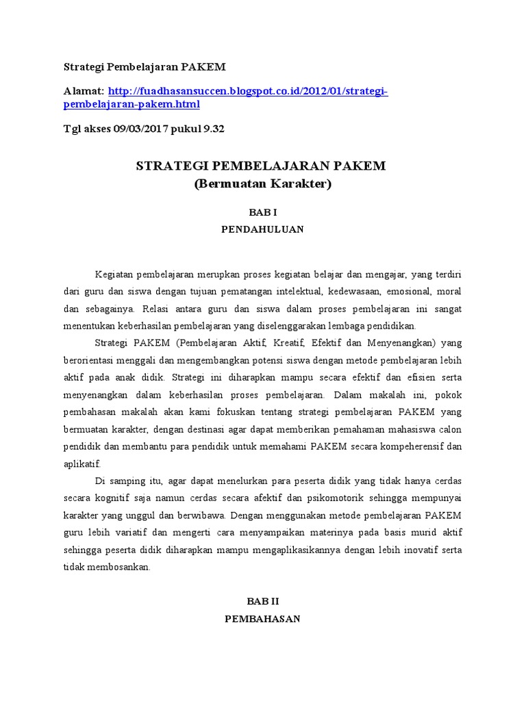 Strategi Pembelajaran PAKEM Efektif | PDF