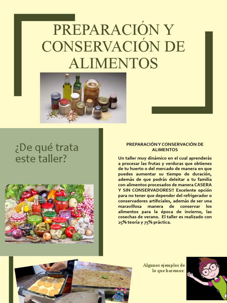 Taller de Preparación y Conservación de Alimentos | PDF | Cocina ...