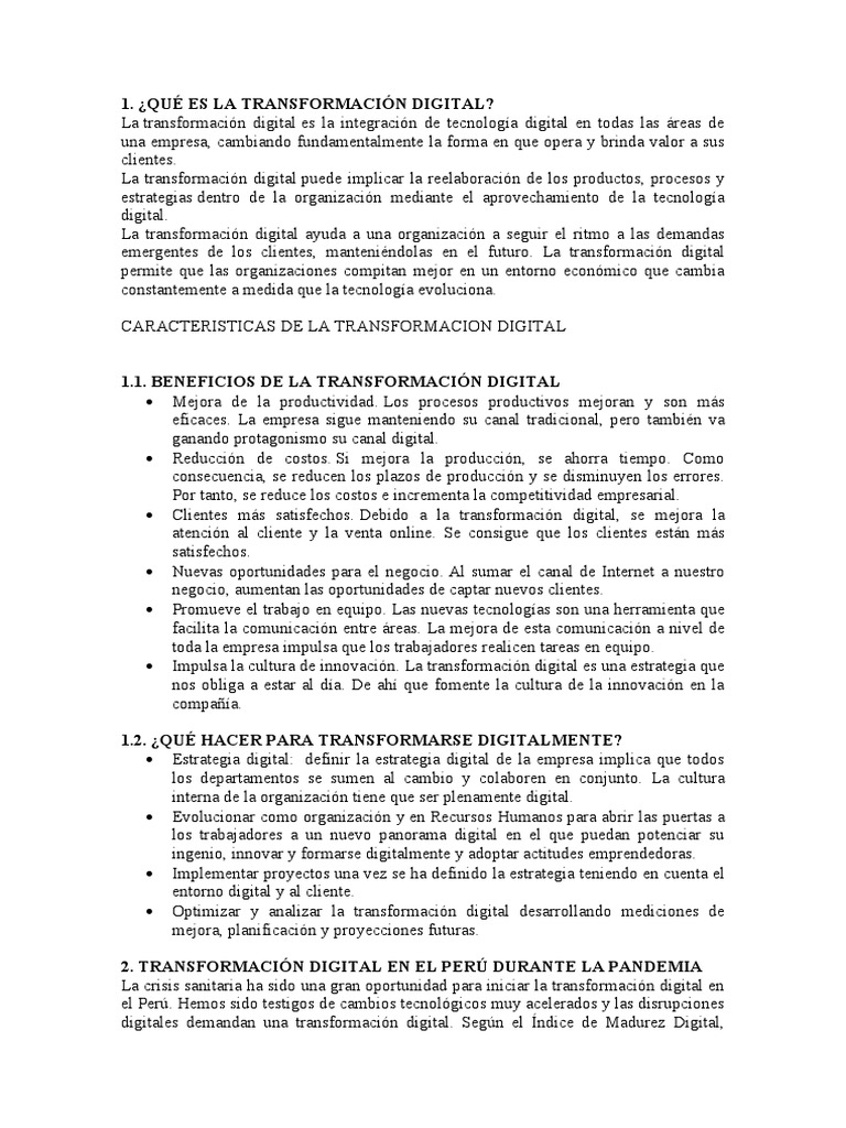 Transformacion Digital en El Perú | PDF | Business | Economias