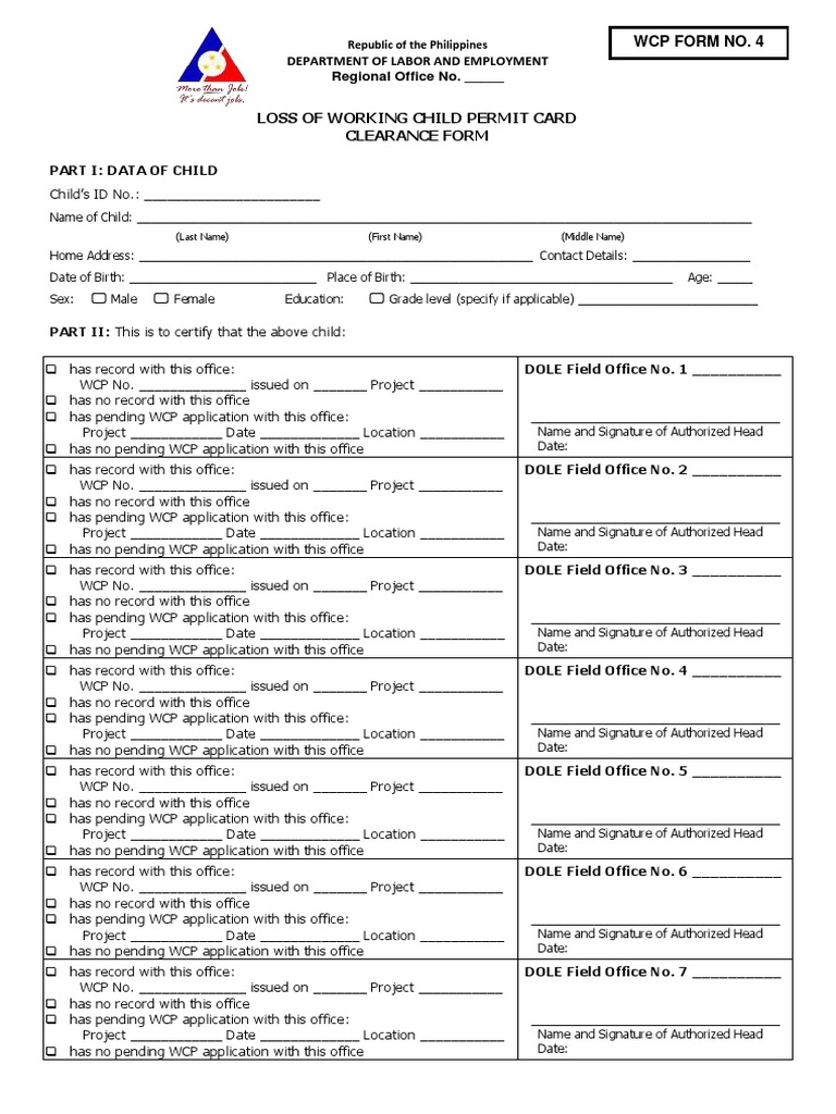 WCP Form No. 4 Instructions | PDF | Government And Personhood