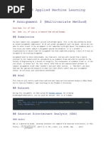 # ELG 5255 Applied Machine Learning Fall 2020 # Assignment 3 (Multivariate Method)