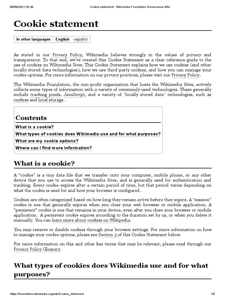 Wikimedia Cookie Usage Explained | PDF | Http Cookie | Internet Privacy