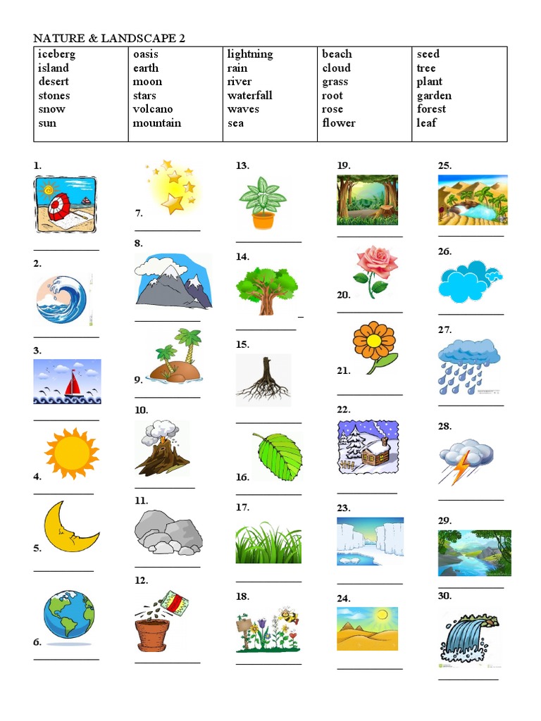 Nature Landscape 2 Picture Description Exercises - 100010 | PDF