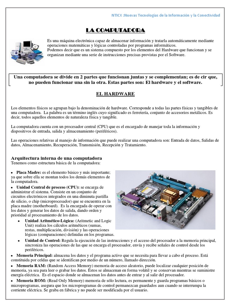 Introducción a la Computadora | PDF | Hardware de la computadora ...