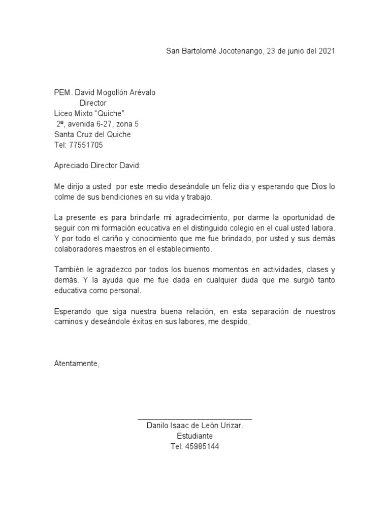 Carta de Agradecimiento | PDF | Salud y bienestar | Estilo de vida