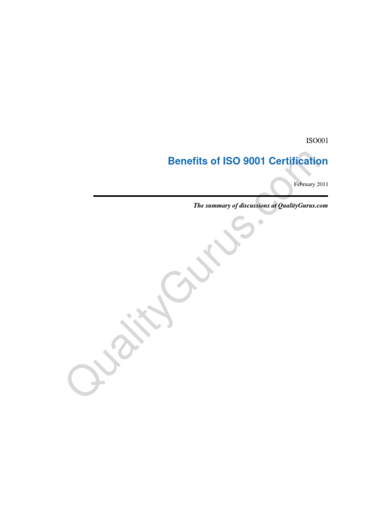 Iso 9001 Benefits of Iso 9001 Certification | PDF | Iso 9000 | Quality ...