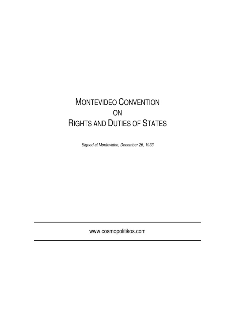 Montevideo Convention On The Rights and Duties of States | PDF | Treaty ...