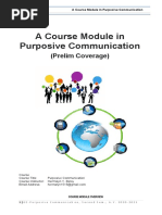 A Course Module in Purposive Communication: (Prelim Coverage)