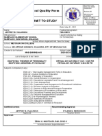 Permit To Study: General Quality Form