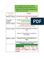 Temas de Los Controles de Lectura Salud y Sociedad para Entregar en Letra Times New Román #12 A Espacio 1.5. Dos Hojas Máximo Por Cada Tema Descrito