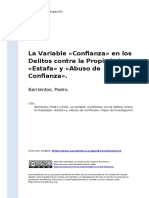 Barrientos, Pedro (2015). La Variable «Confianza» en los Delitos contra la Propiedad «Estafa» y «Abuso de Confianza»
