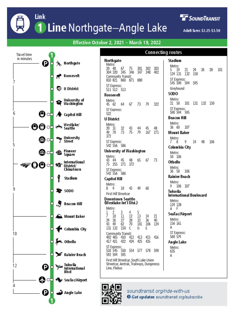 Sound Transit - Link 1 Line Fall 2021 Schedule | PDF | Electric Rail ...