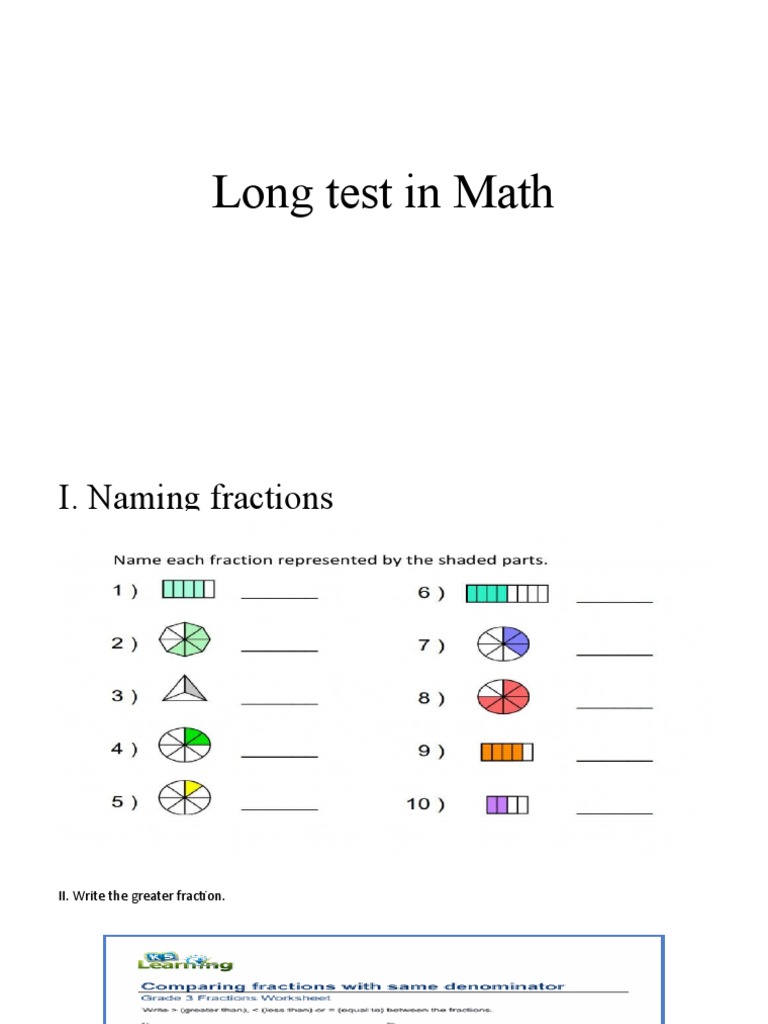 Math Test: Fractions and Word Problems | PDF