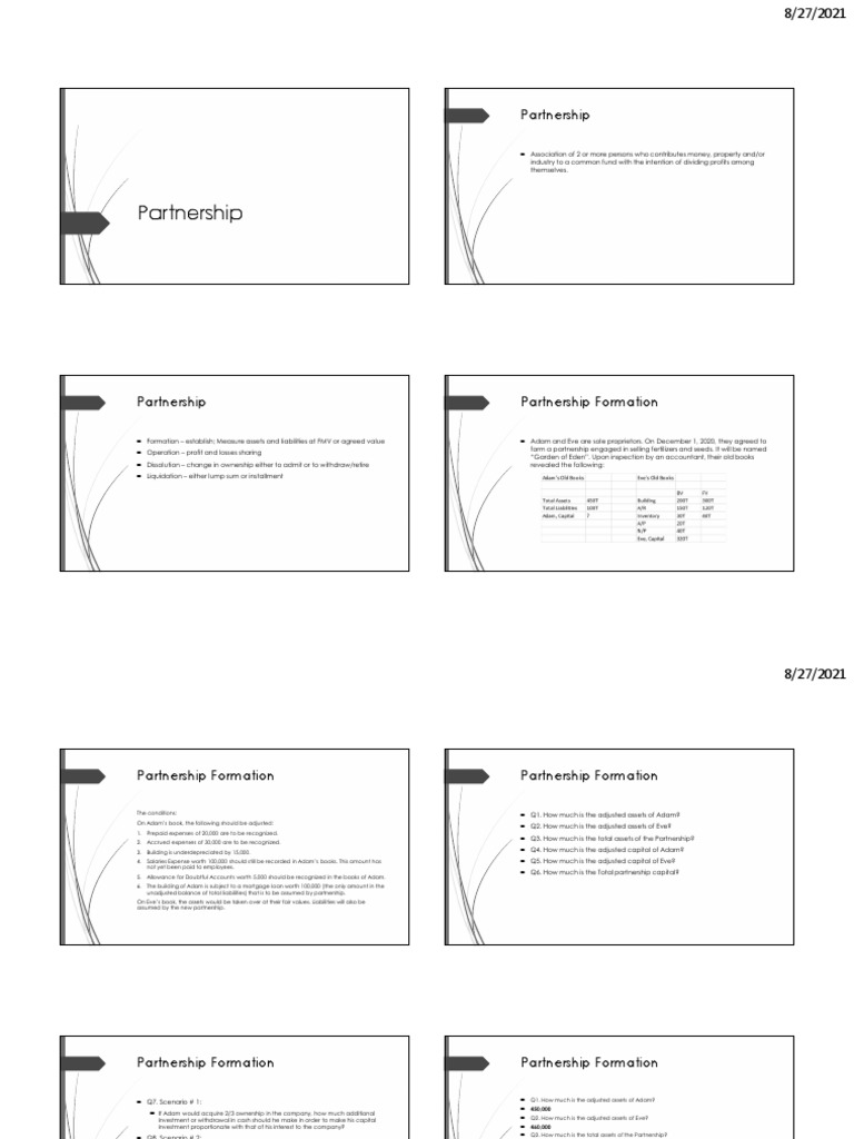 Partnership Formation and Operations Guide | PDF | Book Value ...