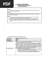 Republic of The Philippines West Prime Horizon Institute, Inc. Course Syllabus in Language and Education Research