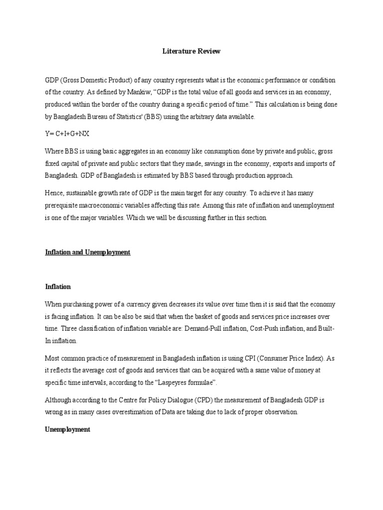 Literature Review Inflation and Unemployment PDF Inflation Gross