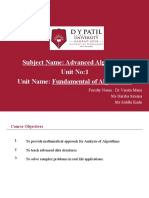 Subject Name: Advanced Algorithms Unit No:1 Unit Name: Fundamental of Algorithms