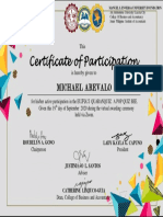 Certificate of Participation: Michael Arevalo
