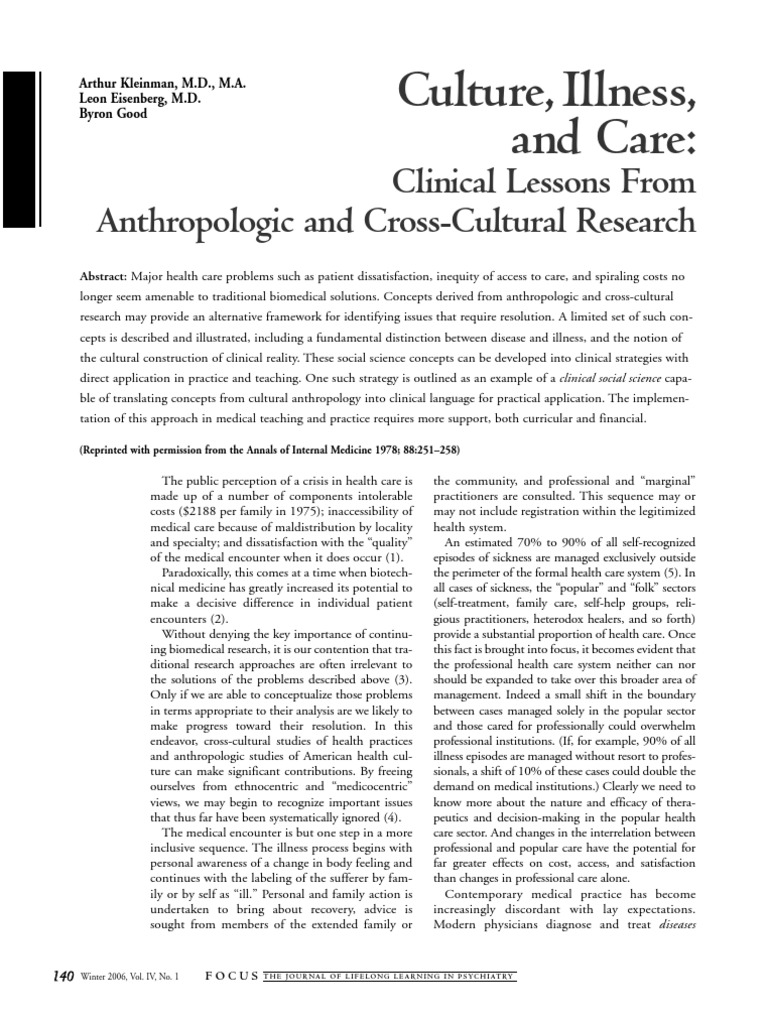 Kleinman's Explanatory Model of Illness | PDF | Mental Disorder ...