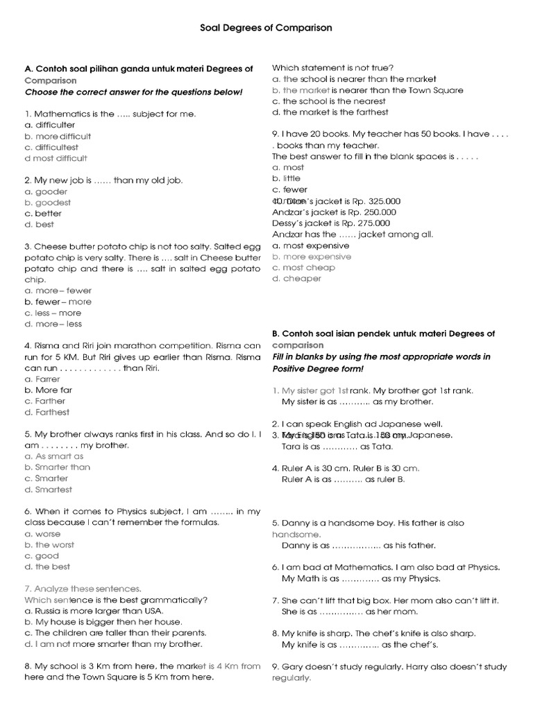 DEGREES OF COMPARISON MCQ WITH ANSWERS visual data 2
